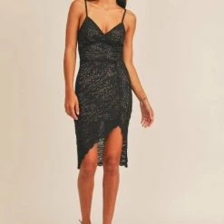 Dresses Sage The Label Wendy Asymmetrical Lace Midi Dress