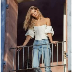 ASTR The Label ASTR Lima Off Shoulder Corset Bubble Sleeve Top