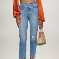Levi's Wedgie Straight In Tango Blue Bottoms