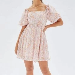 Mink Pink Versailles Puff Mini Smock Dress
