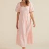Mink Pink Iluka Puff Sleeve Midi Dress Dresses