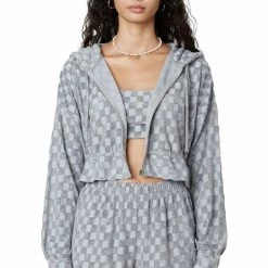 NIA Check Terry Zip Up Hoodie