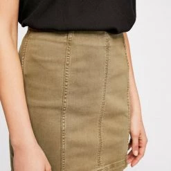 Free People Modern Femme Denim Skirt - Olive Bottoms