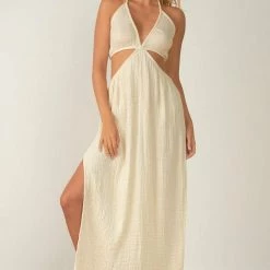 Elan Halter Cutout Maxi Dress - Natural Dresses