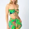 Olivaceous Green Tropical Print Our Key Hole Bra Top