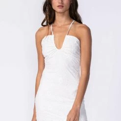 Sky To Moon Eyelet Deep V Dress Dresses