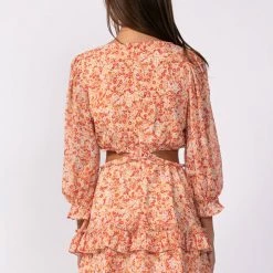 Dresses Sky To Moon Long Sleeve Cutout Ruffle Dress