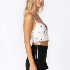 Sky To Moon Button Down Side Ruched Crop Top