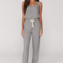 Spiritual Gangster Perfect Lounge Jumpsuit In Heather Grey