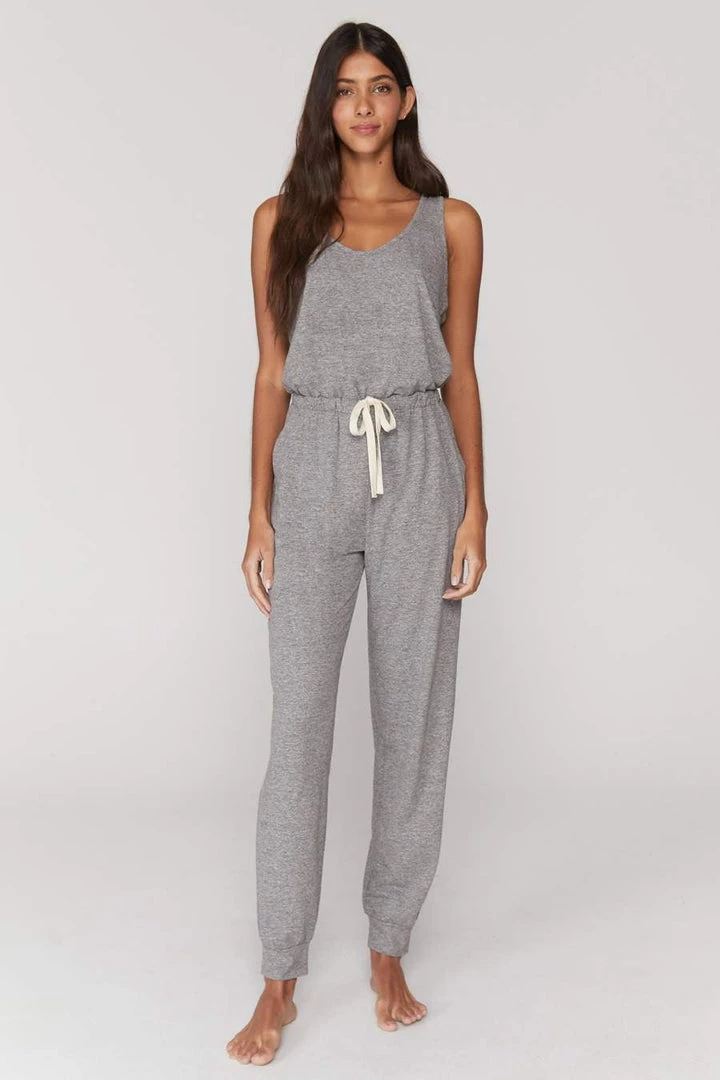 Spiritual Gangster Perfect Lounge Jumpsuit In Heather Grey 3 Spiritual Gangster Perfect Lounge Jumpsuit In Heather Grey