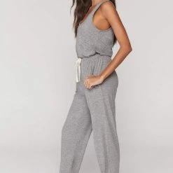 Spiritual Gangster Perfect Lounge Jumpsuit In Heather Grey