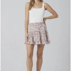Saltwater Luxe Smocked Waist Mini Skirt - Kaleidoscope Field Bottoms