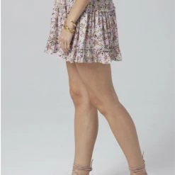 Saltwater Luxe Smocked Waist Mini Skirt - Kaleidoscope Field Bottoms