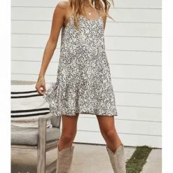 Saltwater Luxe Tank Mini Dress - Fog Cheetah Pop Dresses