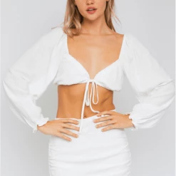 Tops Le Lis Long Sleeve Puff Sleeve Crop Top