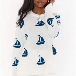 Show Me Your Mumu Go To Sweater - Sailboat
