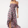 Tiare Hawaii Brooklyn Maxi Dress - Grey Hibiscus Dresses