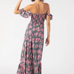 Tiare Hawaii Brooklyn Maxi Dress - Grey Hibiscus Dresses