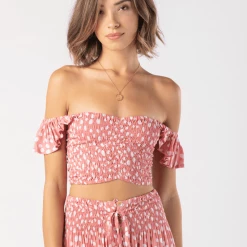 Tiare Hawaii Hollie Crop Top - Pebble Rose Tops