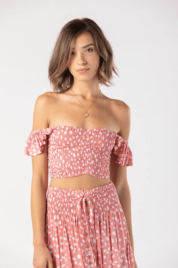 Tiare Hawaii Hollie Crop Top - Pebble Rose Tops 3 Tiare Hawaii Hollie Crop Top - Pebble Rose Tops