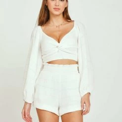 Tops Vintage Havana Twist Front Balloon Sleeve Top