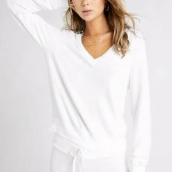 Wildfox V Neck Baggy Beach Jumper - White
