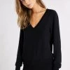 Wildfox V Neck Baggy Beach Jumper - Black Tops