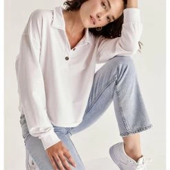 Tops Z Supply Charlie Polo Sweatshirt 11 Tops Z Supply Charlie Polo Sweatshirt