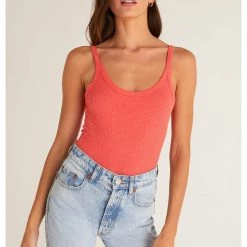 Z Supply Casa Rib Tank - Coral Red Tops