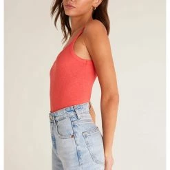 Z Supply Casa Rib Tank - Coral Red Tops