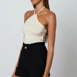 Cotton Candy LA Cotton Candy Linen Cuff Elastic Waist Short Bottoms