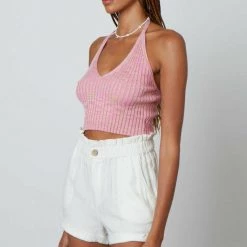 Cotton Candy LA Cotton Candy Linen Cuff Elastic Waist Short Bottoms