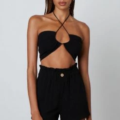 Tops Cotton Candy LA Linen Halter Bralette Top