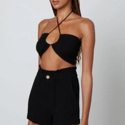 Tops Cotton Candy LA Linen Halter Bralette Top