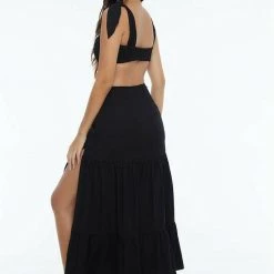 Indah Adaline Tiered Prairie Skirt - Black Skirts