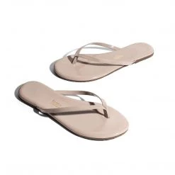 Tee Shoes Tkees Leather Flip Flops Glosses - Custard