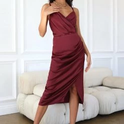 Adelyn Rae Lydia Open Back Sateen Dress