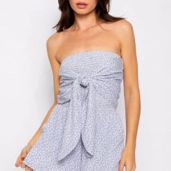 Le Lis Tube Smocked Tie Front Romper Rompers & Jumpers