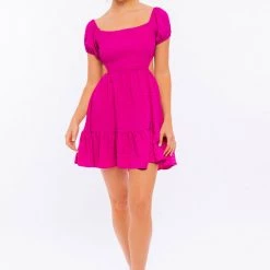 Dresses Le Lis Puff Sleeve Cutout Smocked Dress