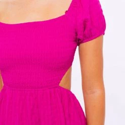 Dresses Le Lis Puff Sleeve Cutout Smocked Dress