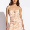Sky To Moon Ruched Tie Front Dress - Orange Cream