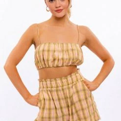 Tops Le Lis Plaid Crop Top