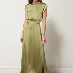 Line + Dot Elle Satin Midi Skirt Bottoms