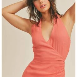 Dresses Sage The Label Happy Again Surplice Halter Mini Dress
