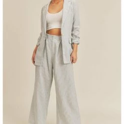 Sage The Label Johanne Stripe Linen Blazer Tops