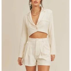 Sage The Label Standing Here Cropped Blazer Tops