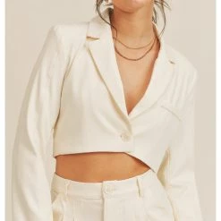 Sage The Label Standing Here Cropped Blazer Tops