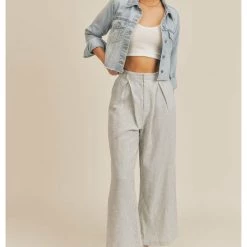 Bottoms Sage The Label Johanne Striped Linen Wide Leg Pants