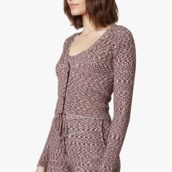 Tops NIA The Brand Cropped Space Dye Cardigan