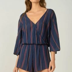 Rompers & Jumpers Elan Stripe Mid Sleeve Romper